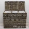 Migo Styling - Wasmand - 3 Vakken - Met Deksel - 85x40xH65 - Riet - Rotan - Trio