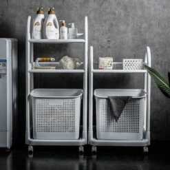 Wasmand Op Wielen - Badkamer Organizer - 3 Lagen - Afneembare Wasmand - Wit -Leifheit Store 1200x1200 881