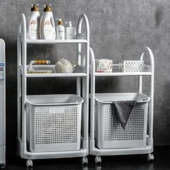 Wasmand Op Wielen - Badkamer Organizer - 3 Lagen - Afneembare Wasmand - Wit -Leifheit Store 1200x1200 883