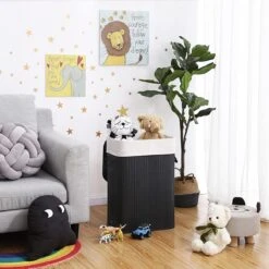 Merkloos Bamboe Wasmand Met Deksel, Katoenen Zak En Handvaten - 72L - Zwart 8 Merkloos Bamboe Wasmand Met Deksel, Katoenen Zak En Handvaten - 72L - Zwart -Leifheit Store 1200x1200 884