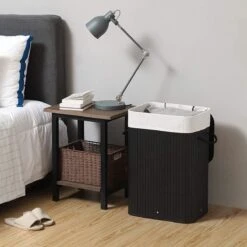 Merkloos Bamboe Wasmand Met Deksel, Katoenen Zak En Handvaten - 72L - Zwart 9 Merkloos Bamboe Wasmand Met Deksel, Katoenen Zak En Handvaten - 72L - Zwart -Leifheit Store 1200x1200 885