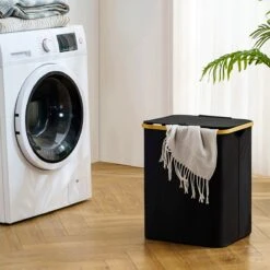 Opvouwbare Wasmand Met Deksel – Wassorteerder – Wasmanden – Wasmand Bamboe – Zwart - 60Liter -Leifheit Store 1200x1200 895