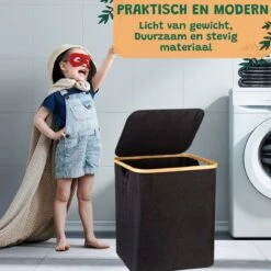 Opvouwbare Wasmand Met Deksel – Wassorteerder – Wasmanden – Wasmand Bamboe – Zwart - 60Liter -Leifheit Store 1200x1200 902