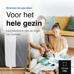 Vivid Green Wasmand Met 3 Vakken - Wassorteerder - Opvouwbaar - Wasmanden - Bamboe - 105L -Leifheit Store 1200x1200 905