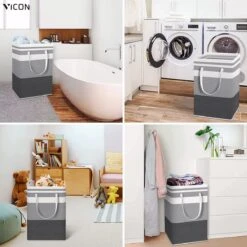 Draagbare Wasmand Met Versterkte Handgrepen - Set Van 3 X 75L Inhoud - Opvouwbaar - Waszakken Voor Wasgoed - Wassorteerder - Organizer Kleding - Wasbox 10 Draagbare Wasmand Met Versterkte Handgrepen - Set Van 3 X 75L Inhoud - Opvouwbaar - Waszakken Voor Wasgoed - Wassorteerder - Organizer Kleding - Wasbox -Leifheit Store 1200x1200 912