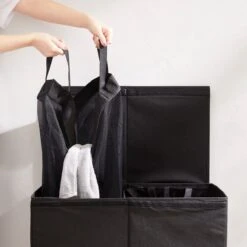 ACAZA Wasmand Met 2 Compartimenten - Uitneembare Zakken Met Elk 61 Liter Inhoud - Zwart -Leifheit Store 1200x1200 937