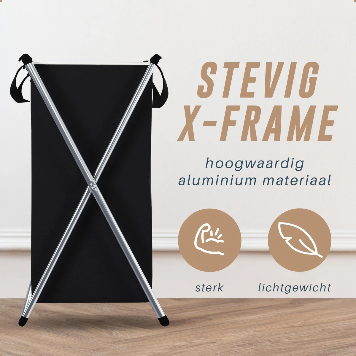 Landys Wasmand 3 Vakken - Opvouwbare Wassorteerder Met NL Opdruk - Aluminium Frame - 90L 6 Landys Wasmand 3 Vakken - Opvouwbare Wassorteerder Met NL Opdruk - Aluminium Frame - 90L - Afbeelding 6