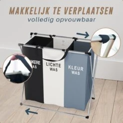Landys Wasmand 3 Vakken - Opvouwbare Wassorteerder Met NL Opdruk - Aluminium Frame - 90L 16 Landys Wasmand 3 Vakken - Opvouwbare Wassorteerder Met NL Opdruk - Aluminium Frame - 90L -Leifheit Store 1200x1200 950
