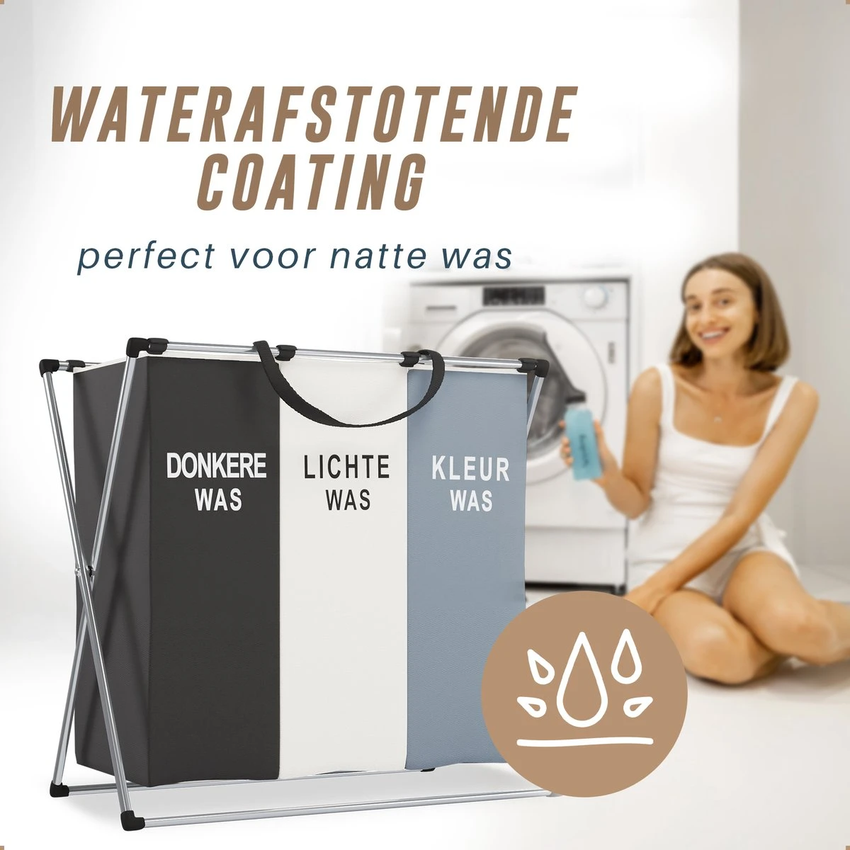 Landys Wasmand 3 Vakken - Opvouwbare Wassorteerder Met NL Opdruk - Aluminium Frame - 90L 9 Landys Wasmand 3 Vakken - Opvouwbare Wassorteerder Met NL Opdruk - Aluminium Frame - 90L - Afbeelding 9