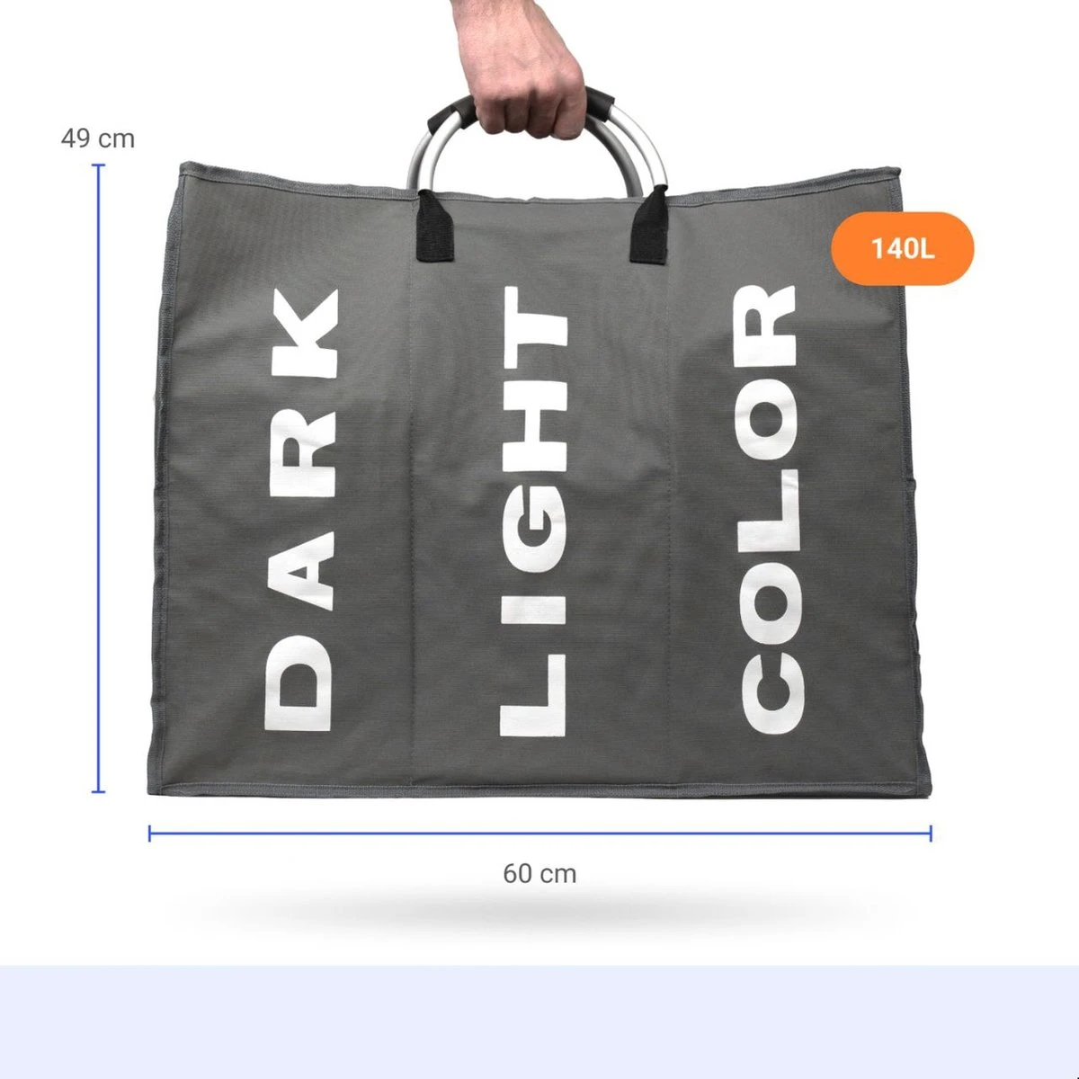 Divineness - Wasmand 3 Vakken - 140 Liter - Wassorteerder - Waszak - Opvouwbaar En Waterdicht - Grijs 5 Divineness - Wasmand 3 Vakken - 140 Liter - Wassorteerder - Waszak - Opvouwbaar En Waterdicht - Grijs - Afbeelding 5