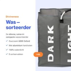 Divineness - Wasmand 3 Vakken - 140 Liter - Wassorteerder - Waszak - Opvouwbaar En Waterdicht - Grijs 20 Divineness - Wasmand 3 Vakken - 140 Liter - Wassorteerder - Waszak - Opvouwbaar En Waterdicht - Grijs -Leifheit Store 1200x1200 959