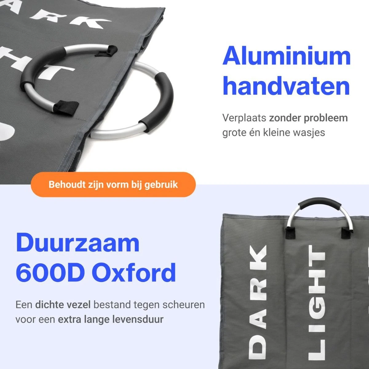 Divineness - Wasmand 3 Vakken - 140 Liter - Wassorteerder - Waszak - Opvouwbaar En Waterdicht - Grijs 11 Divineness - Wasmand 3 Vakken - 140 Liter - Wassorteerder - Waszak - Opvouwbaar En Waterdicht - Grijs - Afbeelding 11