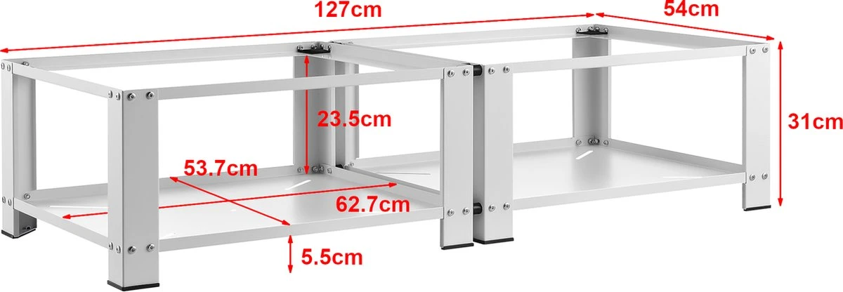 Wasmachine Sokkel Dubbel Cremlingen Verhoger Met Planken 7 Wasmachine Sokkel Dubbel Cremlingen Verhoger Met Planken - Afbeelding 7