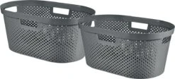 Curver Infinity Recycled Dots Wasmand - 40L - 2 Stuks - Donkergrijs -Leifheit Store 1200x543 2
