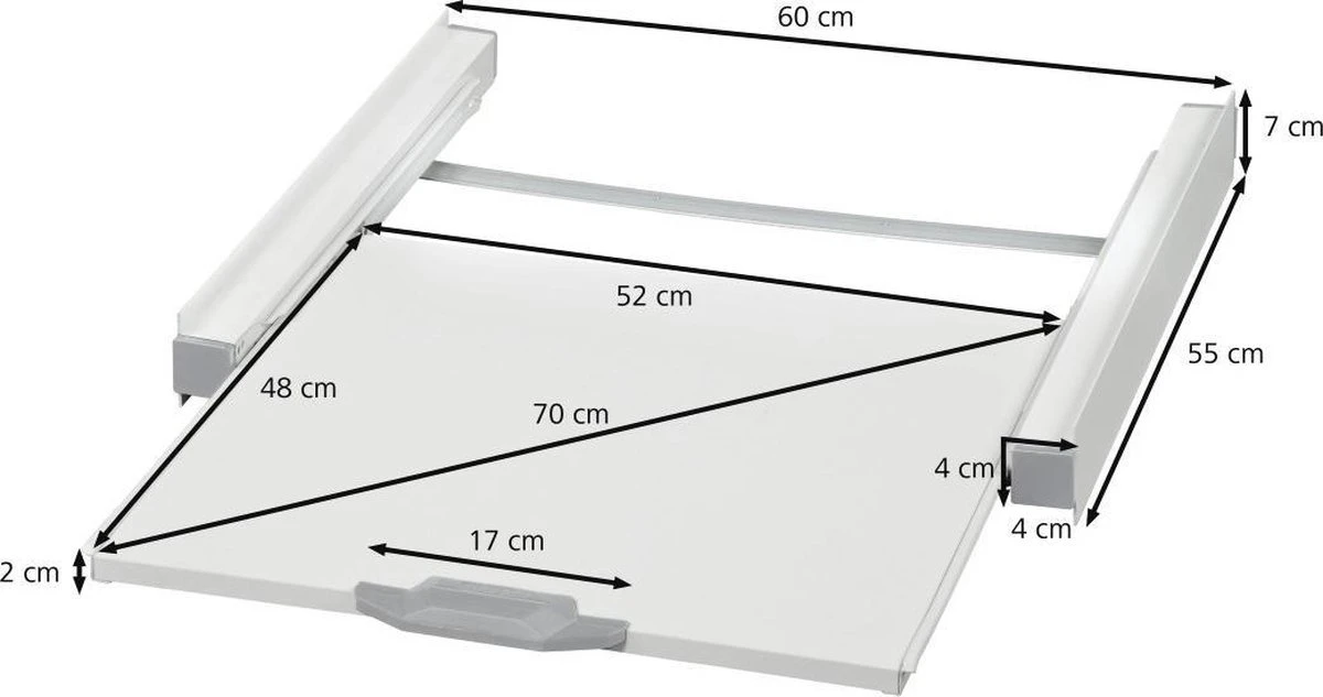 Xavax Uittrekbaar Werkblad Tussen Was- En Droogmachine 7 Xavax Uittrekbaar Werkblad Tussen Was- En Droogmachine - Afbeelding 7
