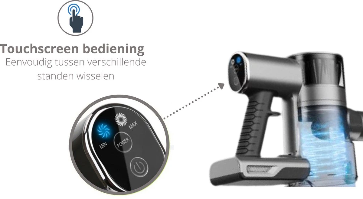 Steelstofzuiger Draadloos 200Watt Met 4 Verschillende Opzetstukken - Zakloos - Hepa Filter - Handstofzuiger - Kruimeldief 4 Steelstofzuiger Draadloos 200Watt Met 4 Verschillende Opzetstukken - Zakloos - Hepa Filter - Handstofzuiger - Kruimeldief - Afbeelding 4