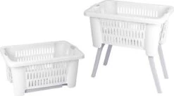 Excellent Houseware Wasmand Met Poten - Uitklapbaar - Kunststof - Wit