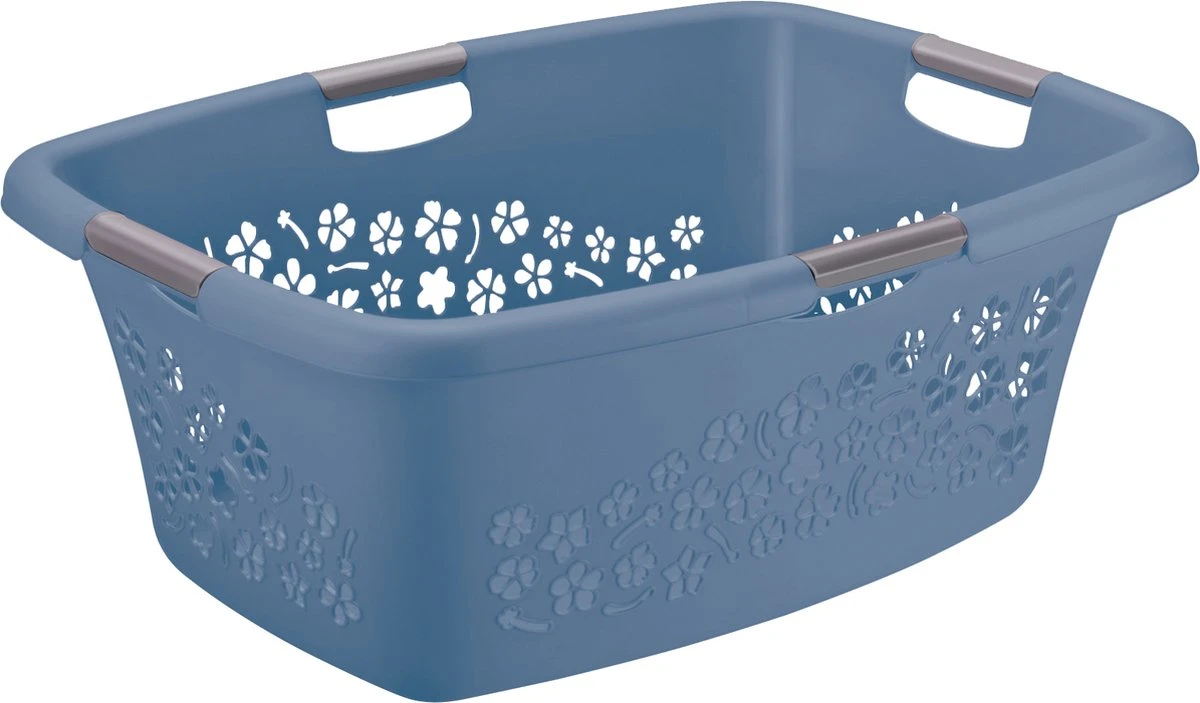 Rotho Wasmand Flowers 65 X 48 X 26 Cm - 50 L Kunststof Blauw 4 Rotho Wasmand Flowers 65 X 48 X 26 Cm - 50 L Kunststof Blauw - Afbeelding 4