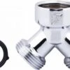 Fyveli Y Stuk Kraan Splitter - Aanvoer Y Stuk - Waterverdeler Voor Wasmachine En Vaatwasser - 3/4" - Verchroomd Messing - Lange Uitloop
