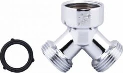 Fyveli Y Stuk Kraan Splitter - Aanvoer Y Stuk - Waterverdeler Voor Wasmachine En Vaatwasser - 3/4" - Verchroomd Messing - Lange Uitloop