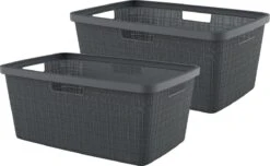 Curver Jute Wasmand 46L - 2 Stuks - Donkergrijs -Leifheit Store 1200x740