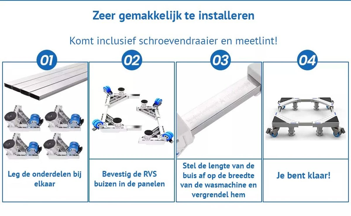 Olvy Wasmachine Verhoger Met Wielen - Tot 500 KG - Schokbestendig - Opbouwmeubel - Ook Voor Droger, Koelkast, Vaatwasser En Vriezer 7 Olvy Wasmachine Verhoger Met Wielen - Tot 500 KG - Schokbestendig - Opbouwmeubel - Ook Voor Droger, Koelkast, Vaatwasser En Vriezer - Afbeelding 7