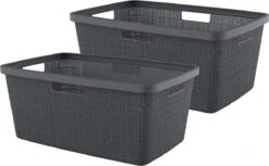 Curver Jute Wasmand 46L - 2 Stuks - Donkergrijs