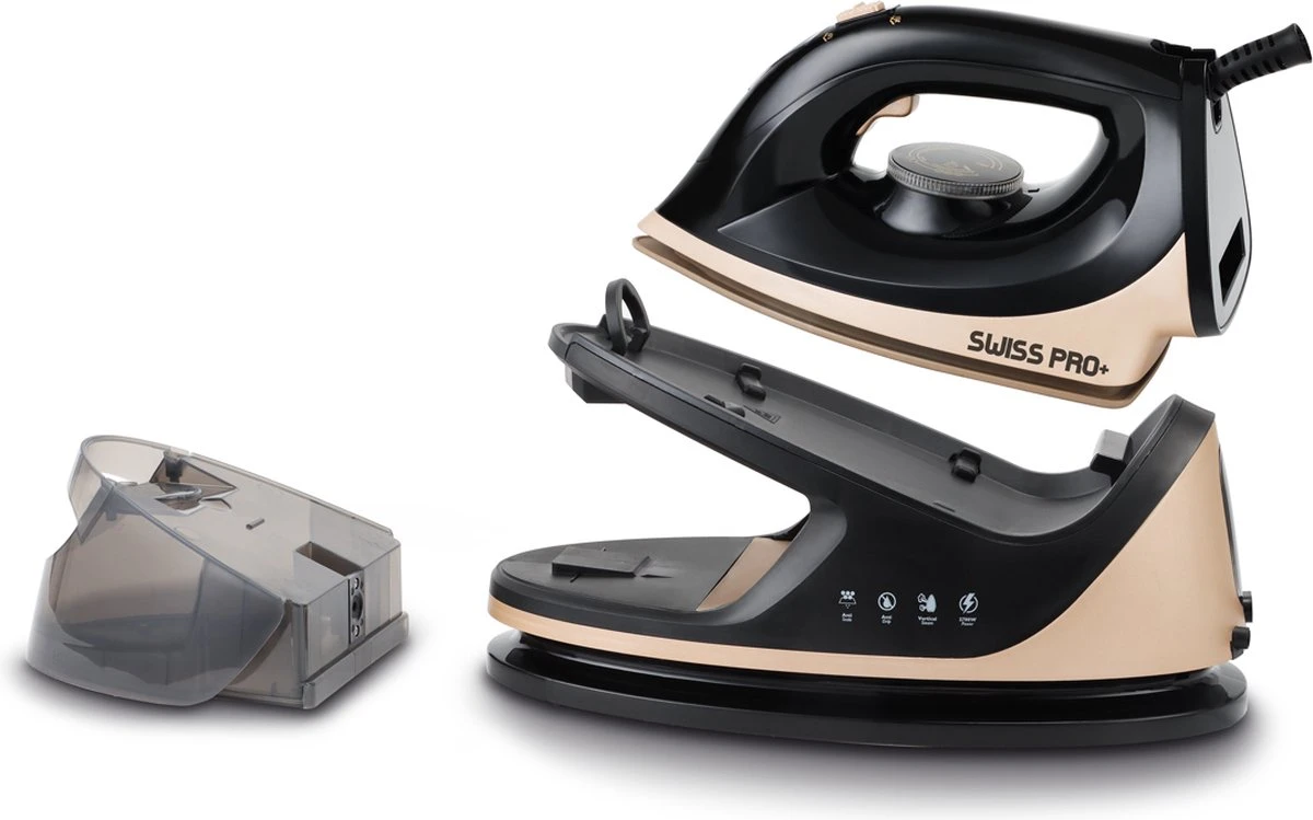 Swiss Pro+ -Stoomstrijkijzer Met Stoomgenerator - Iron - Keramische Zoolplaat - 2700W - Black/Gold - PefectCare Performer 2 Swiss Pro+ -Stoomstrijkijzer Met Stoomgenerator - Iron - Keramische Zoolplaat - 2700W - Black/Gold - PefectCare Performer - Afbeelding 2