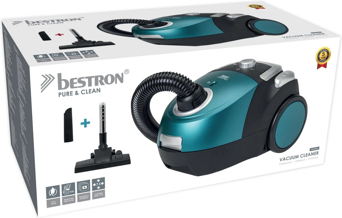 Bestron Stofzuiger Met Zak, Inclusief 3 Stofzuigerzakken, 94cm Telescoopbuis & 7.5m Actieradius, Met Uitwasbare HEPA12 & Microfilter, Kleur: Blauw 6 Bestron Stofzuiger Met Zak, Inclusief 3 Stofzuigerzakken, 94cm Telescoopbuis & 7.5m Actieradius, Met Uitwasbare HEPA12 & Microfilter, Kleur: Blauw - Afbeelding 6