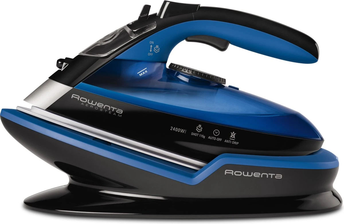 Rowenta Freemove DE5010 Stoomstrijkijzer Microsteam 400 Soleplate 2400W Zwart, Blauw 1 Rowenta Freemove DE5010 Stoomstrijkijzer Microsteam 400 Soleplate 2400W Zwart, Blauw