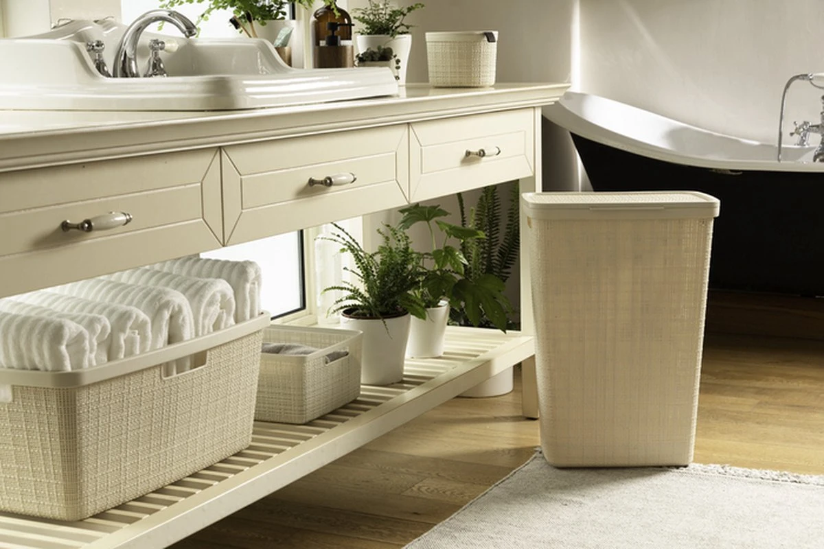 Curver Jute Wasmand Met Deksel 58L - 2 Stuks - Gebroken Wit 3 Curver Jute Wasmand Met Deksel 58L - 2 Stuks - Gebroken Wit - Afbeelding 3