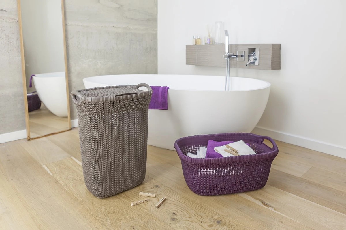 Curver Knit Wasmand Met Deksel - 57L - Bruin 3 Curver Knit Wasmand Met Deksel - 57L - Bruin - Afbeelding 3