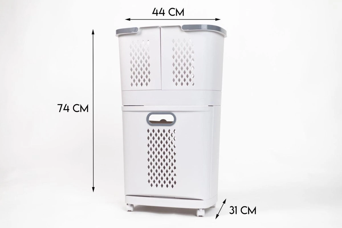 Sens Design Wasmanden Met Deksel - Wassorteerder 3 Vakken Op Wieltjes 11 Sens Design Wasmanden Met Deksel - Wassorteerder 3 Vakken Op Wieltjes - Afbeelding 11