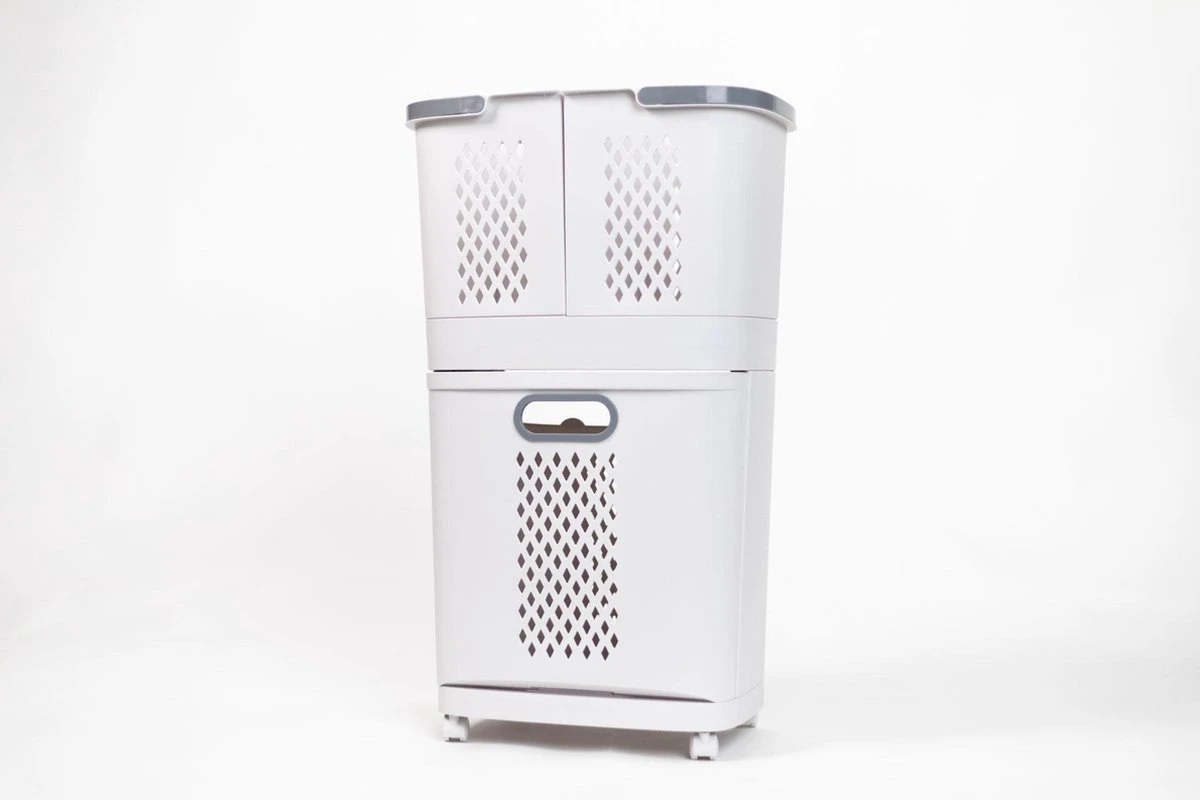 Sens Design Wasmanden Met Deksel - Wassorteerder 3 Vakken Op Wieltjes 12 Sens Design Wasmanden Met Deksel - Wassorteerder 3 Vakken Op Wieltjes - Afbeelding 12