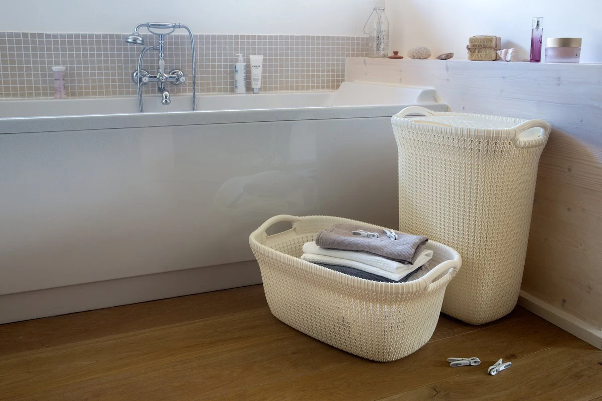 Curver Knit Wasmand Met Deksel - 57L - Oasis White 3 Curver Knit Wasmand Met Deksel - 57L - Oasis White - Afbeelding 3