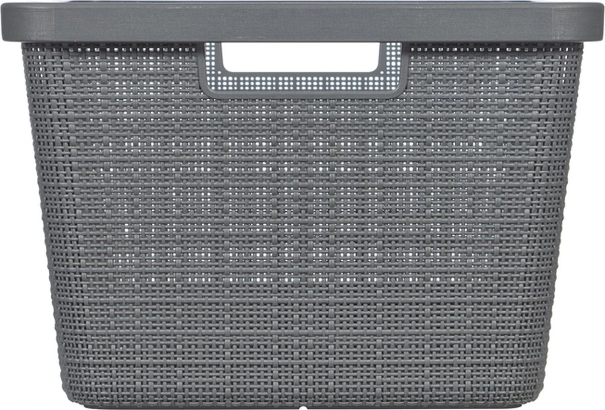 Curver Jute Wasmand Met Deksel 58L + Wasmand 46L - Donkergrijs 10 Curver Jute Wasmand Met Deksel 58L + Wasmand 46L - Donkergrijs - Afbeelding 10