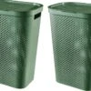 Curver Infinity Recycled Wasmand Met Deksel - 60L - 2 Stuks - Groen