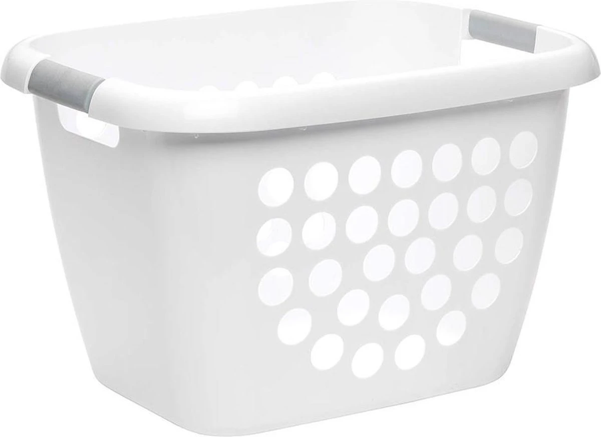LaundrySpecialist Wasmand Met Soft Grip Handvaten – 35 X 28 X 29 Cm – 28 Liter – Wit 1 LaundrySpecialist Wasmand Met Soft Grip Handvaten – 35 X 28 X 29 Cm – 28 Liter – Wit