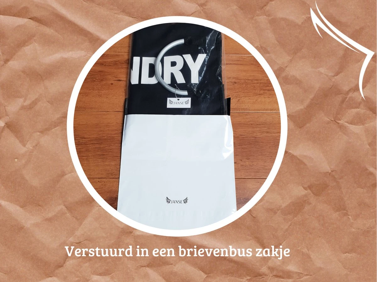 Janse Wasmand - Opvouwbare Wasmand - Laundry - Zwart - Wassorteerder - Waszak 5 Janse Wasmand - Opvouwbare Wasmand - Laundry - Zwart - Wassorteerder - Waszak - Afbeelding 5