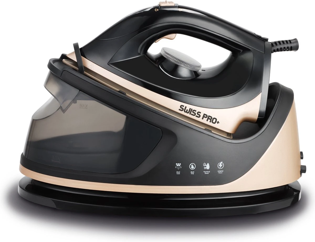 Swiss Pro+ -Stoomstrijkijzer Met Stoomgenerator - Iron - Keramische Zoolplaat - 2700W - Black/Gold - PefectCare Performer 1 Swiss Pro+ -Stoomstrijkijzer Met Stoomgenerator - Iron - Keramische Zoolplaat - 2700W - Black/Gold - PefectCare Performer