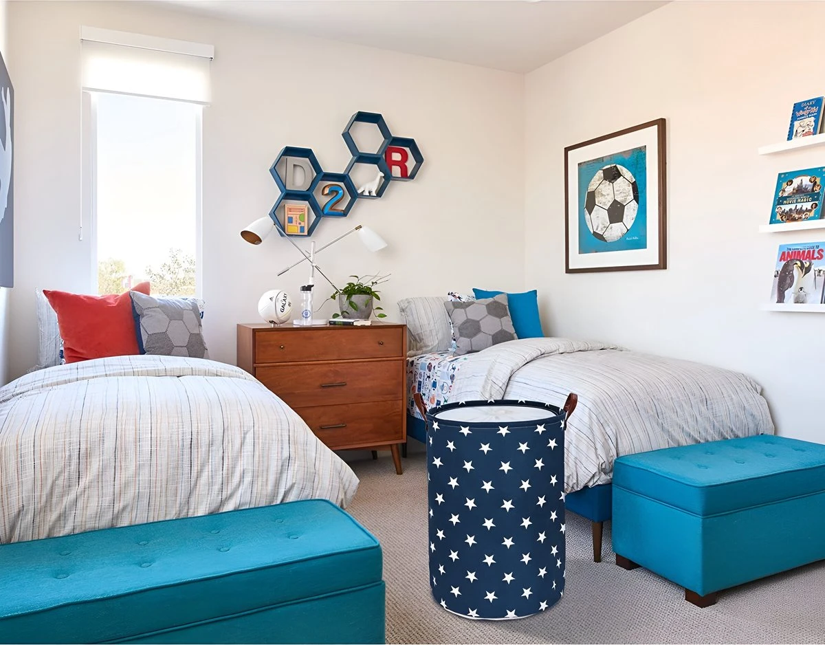 MAESON Wasmand Met Deksel - Opvouwbaar - Waterdicht - 72 L - Opbergmand Kinderkamer - Blauw 3 MAESON Wasmand Met Deksel - Opvouwbaar - Waterdicht - 72 L - Opbergmand Kinderkamer - Blauw - Afbeelding 3