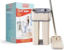 UMUZI CLEANING Dweil - Draaibare Kop - Mop Met Zelfreinigend Mechanisme - 128 Cm Lang - Afmeting Mop: 20 X 37 X 17 Cm