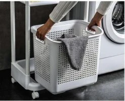 Wasmand Op Wielen - Badkamer Organizer - 3 Lagen - Afneembare Wasmand - Wit -Leifheit Store 1200x973 4