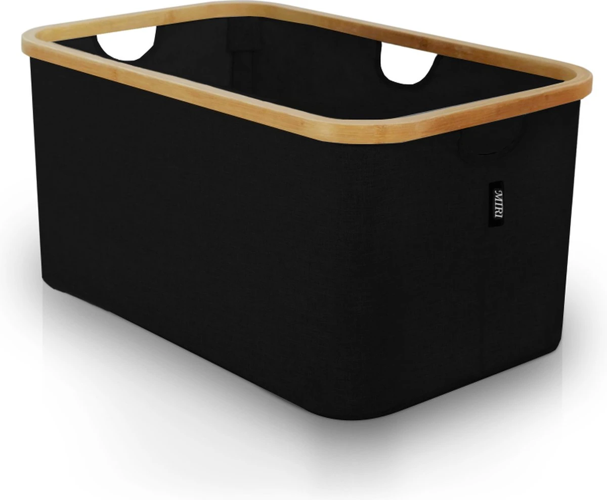 MIRI Opvouwbare Wasmand – Heupwasmand – Zwart – Wasmanden – Opbergmand – Wasbox – 45L – Bamboe – Laundry Basket 1 MIRI Opvouwbare Wasmand – Heupwasmand – Zwart – Wasmanden – Opbergmand – Wasbox – 45L – Bamboe – Laundry Basket