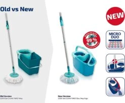 BERKATMARKT - Leifheit Set Clean Twist Disc Mop Ergo Wastafels, Emmer En Dweil, Eenvoudig Te Bedienen, Microvezel Mop En Telescoopsteel -Leifheit Store 1200x998