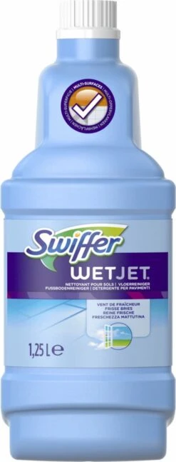 Swiffer WetJet Alles-In-Een Dweilsysteem Navulling- 1,25 L - Reinigingsmiddel En 20 Stuks Reinigingsdoekjes -Leifheit Store 458x1200 2