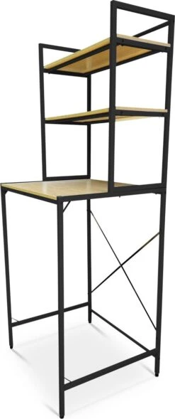 Merkloos NØRSON Wasmachine En Droger Ombouw - Wasmachine Kast En Meubel - Opbergrek Voor Boven Wasmachine - Kast Voor Wasmachine - Zwart