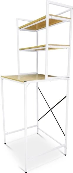 Merkloos NØRSON Wasmachine En Droger Ombouw - Wasmachine Kast En Meubel - Opbergrek Voor Boven Wasmachine - Kast Voor Wasmachine - Wit