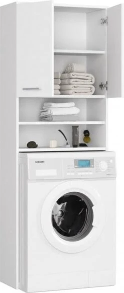 Wasmachine Ombouw Wit-Wasmachine/Wasdroger Meubel 180 Cm