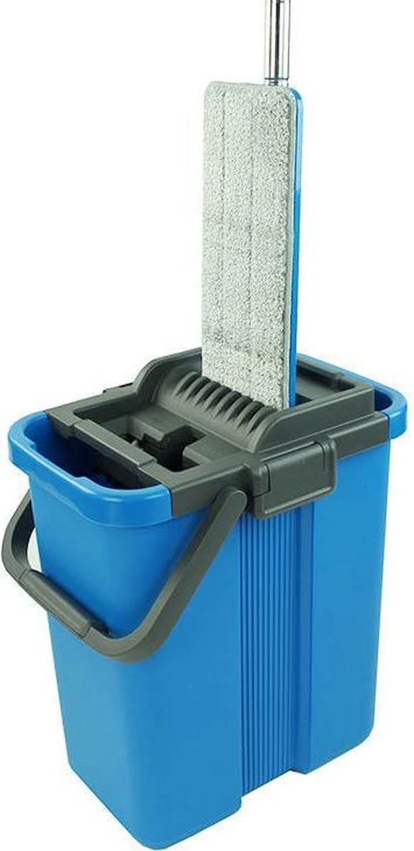 Handy Mop - Dweilsysteem - Vloerwisser - Emmer Met Wringer - Blauw 5 Handy Mop - Dweilsysteem - Vloerwisser - Emmer Met Wringer - Blauw - Afbeelding 5